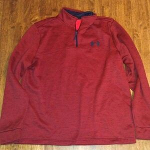 Under Armour Mens Quarter Zip Pullover ColdGear Red Navy Blue L